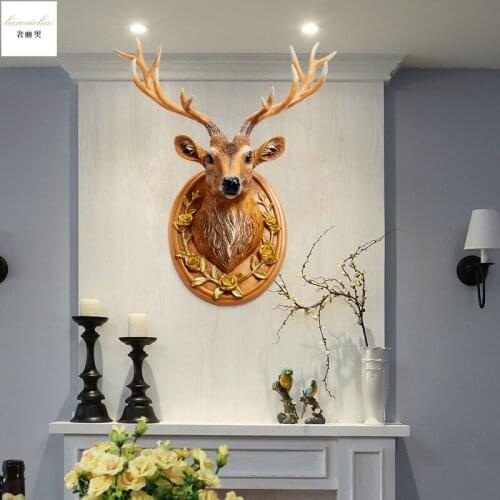 Home Decoration Deer Head American Retro Room Background Wall Decorative3D Wall Hanging Piece Room Decoration Accessories