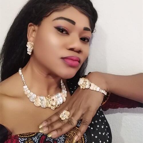 Fani nigerian women wedding jewelry set fashion african Bridal Bijoux Jewelry set Wholesale Dubai gold Colorful jewelry set