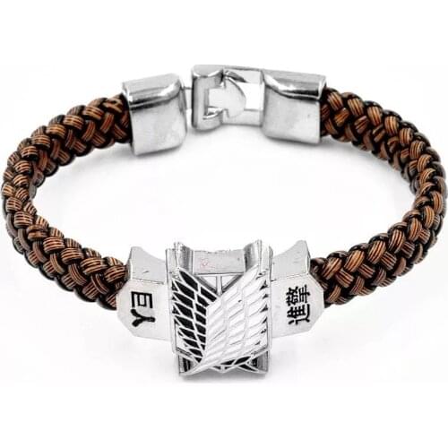 Hot Anime Attack on Titan Figure Toys Action Figure Leather Rope Woven Bracelet Fans Cosplay Fans Collection Gift Toys