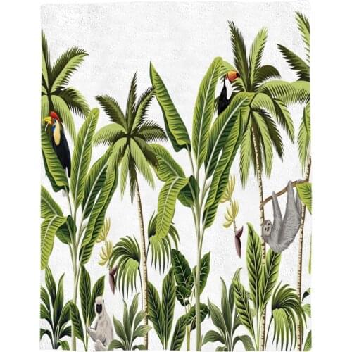 Banana Tree Printed Flannel Blanket Soft Throw Blanket Machine Washable Blankets for Beds Customizable