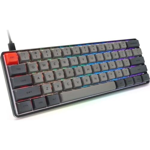 RGB LED Backlit Wired Mechanical Keyboard,Portable Compact Waterproof Mini Gaming Keyboard 61 PBT Keycaps Gateron Switchs