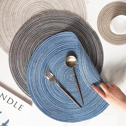 Kitchen Accessories Coaster Tableware Mats Insulation Pad Solid Round Design Placemats Linen Non Slip Home Decor