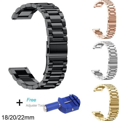 18mm 20mm 22mm Stainless Steel Metal Band for Samsung Gear Sport S2 S3 Galaxy Watch 42mm 46mm Strap for Amazfit Wristband