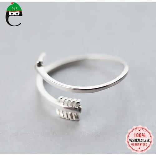 ElfoPlataSi 925 Sterling Silver Fashion Minimalist Arrow Opening Finger Ring For Women Mothers Day Anniversary Jewelry DD706