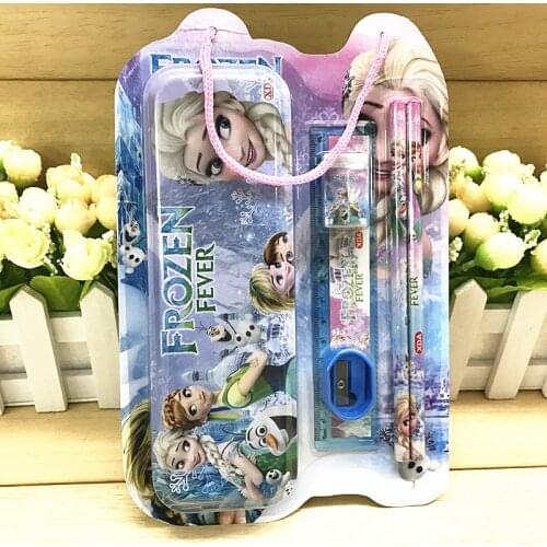 Disney Frozen Mickey Stationery Box Pencil Eraser Ruler Student Cartoon Creative Gift School Supplies 6 Stationery Set