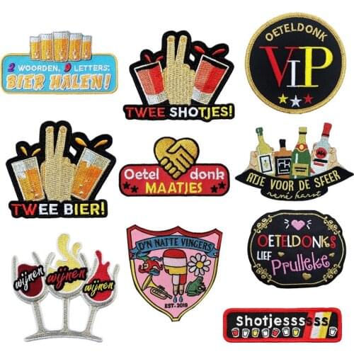 DIY Hippie Hook Loop Embroidered Patches For Clothing Beer Letter Iron on Patches On Clothes Appare Garment Accessories Stripes