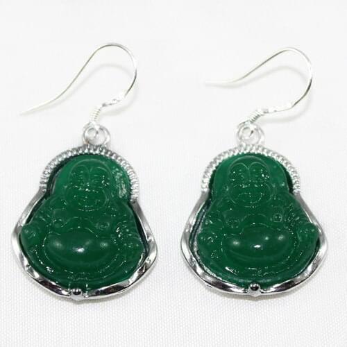 Chines Style Natural jade With Buddha Earring