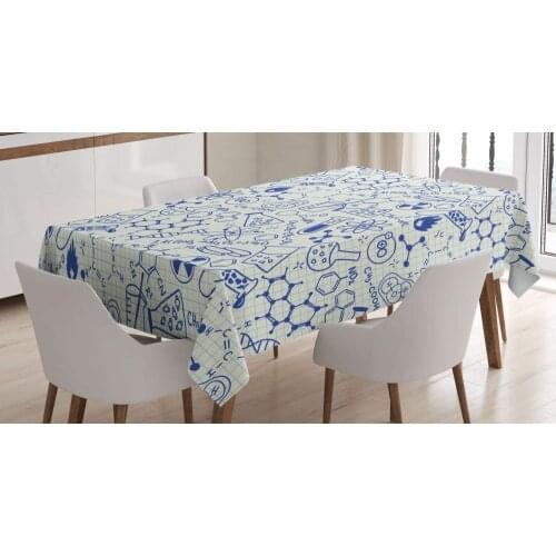 Science Chemistry Geometry Math Nerd Geek and Genius Themed Design Artwork Dining Room Kitchen Custom Table Cover