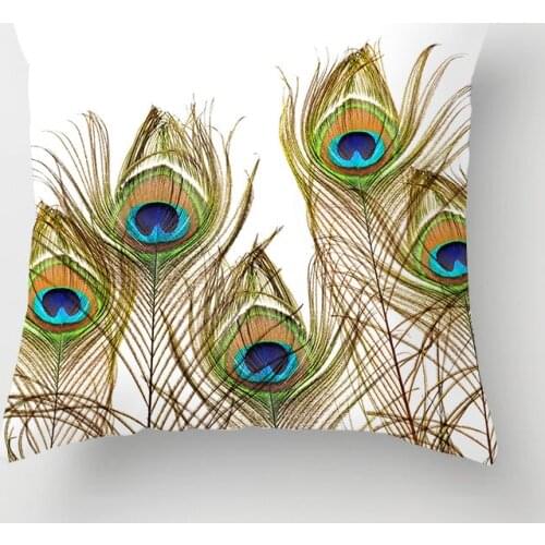 Peacock Feather Cushion Cover Polyester Flowers Decorative Soft Pillowcase for Living Room Sofa Couch 45*45 Home Bedroom Decor