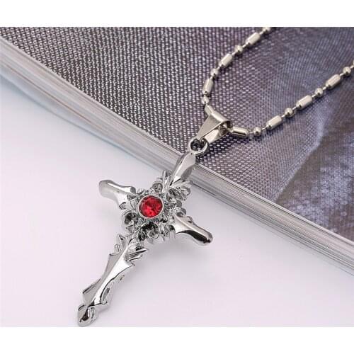 HTZZY New Fashion Cross Necklace for Men Necklace Hip Hop Jewelry Crystal Cross Pendant Necklace with Long Chain Gifts for Men