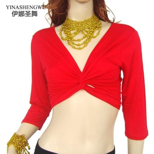 Belly Dance New Tops Mercerized Cotton Bandage Sleeve Top Dance Costume Top Momen Short Sleeves