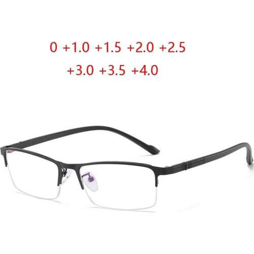 Anti-blue Light Half Frame Farsighted Glasses Women Men Resin Lens Square Hyperopia Eyeglasses 0 +1.0 +1.5 +2.0 +2.5 To +4.0