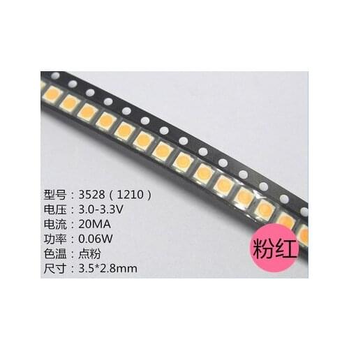 Wholesale 500pcs Pink POWER TOP 1210 3528 SMD SMT PLCC-2 Ultra Bright LED New Free shipping