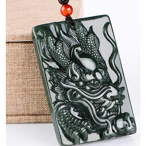Natural Hetian Qingyu faucet Pendant Necklace Jewelry Fine Jewelry Zodiac Dragon Jade Card Necklace Pendant Jewelry