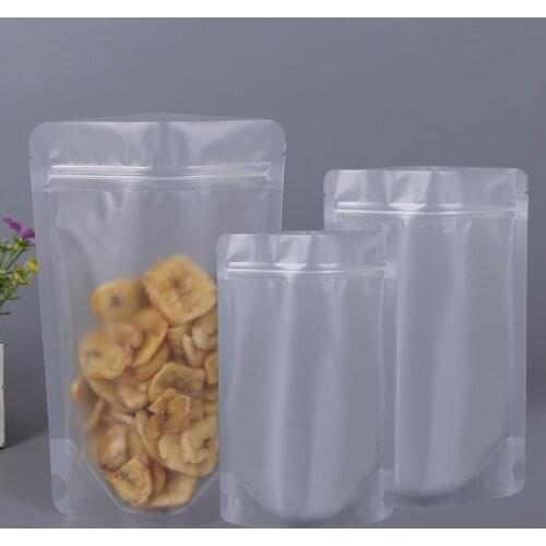10Pcs Plastic Transparent Zip Lock Bags Frosted Self Sealing Poly Food Bags For Home Kitchen Food Packaging Bags