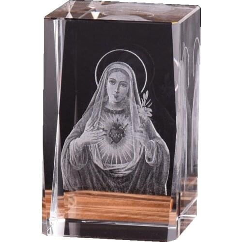 Crystal Engraving Ornaments Christian Gifts Virgin Mary 3D Laser Engraver Cube Home Decoration Home Accessories Crafts Gifts