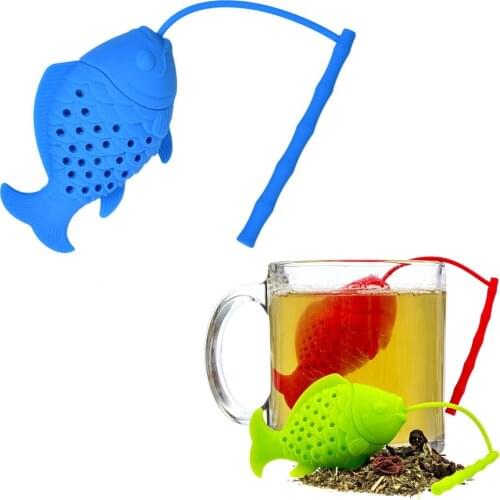 Reusable Fish Silicone Tea Infuser Loose Leaf Strainer Herbal Spice Filter BPA-Free Kitchen Bar Supplies 20pcs/lot DEC381