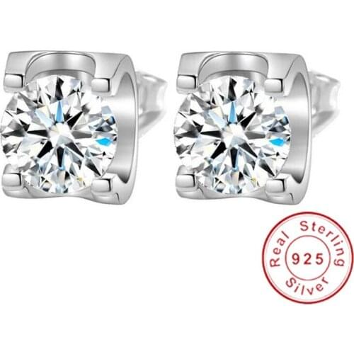 2020 Simple Stud Earrings 100% Real 925 Sterling Silver Bijou AAAAA Sona cz Party Wedding Earrings For Women Statement Jewelry