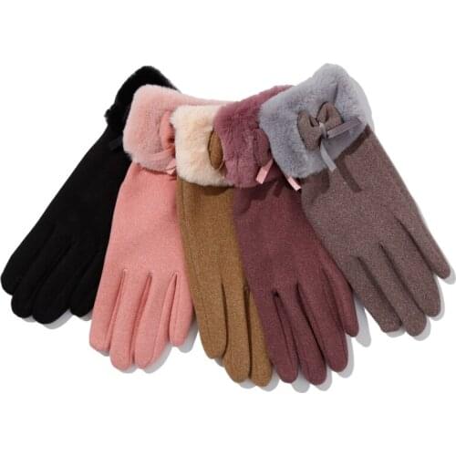 Women Winter Outdoor Cute Gloves Ladies Warm Plush Bunny Stretch Thickening Touch Screen Hair Mouth Gloves Outdoor Clothing