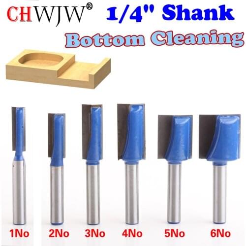 1PC 1/4" Shank high quality Bottom Cleaning Dado Router Bit Set 1/4",5/16",3/8",1/2",5/8",3/4" Diameter Wood Cutting Tool -Chwjw