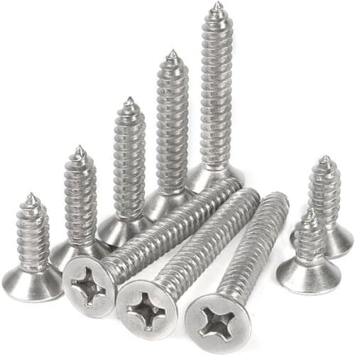 100pcs M3 M4 M5 multi-size 304 stainless steel flat head Phillips tapping screws
