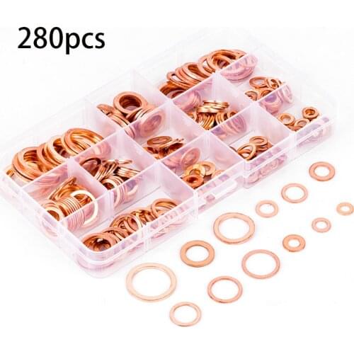 150/200/280Pcs Copper Sealing Solid Gasket Washer Sump Plug Oil For Boat Crush Flat Seal Ring Tool Hardware Accessories Pack New
