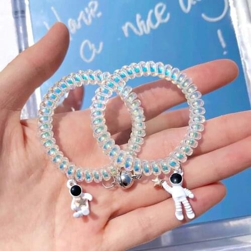 2021 New magnet Couple Adjustable Telephone Line Bracelet Star Astronaut Bracelet for Lover Friend Jewelry Gift 2 Pcs/lots