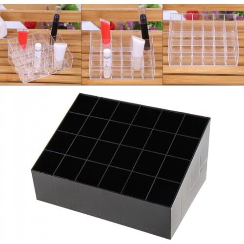 24 Grid Small PP Trapezoid Lipstick Jewelry Makeup Storage Holder Box Cosmetic Display Stand