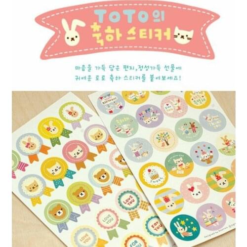 40pcs/lot Korean Kawaii animal style Cat Bear Rabbit Multifunction sealing sticker Package Decoration seal label