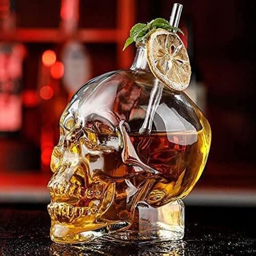 400Ml Skull Whiskey Bottle Creative Gothic Wine Vodka Decanter Glass Flagon Bar Supplies Glass Set