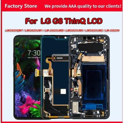 6.1''P-OLED For LG G8 ThinQ LMG820QM7 LMG820UM1 LMG820UM2 LM-G820N LCD Display Touch Screen Digitizer Assembly Frame Replacement