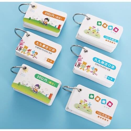 6pcs/set Early Childhood Mathematics learning cards early education kids Multiplication formulas addition and subtraction