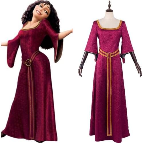 Anime Mother Gothel Cosplay Costume Long Dress Belt Outfits Halloween Carnival Suit