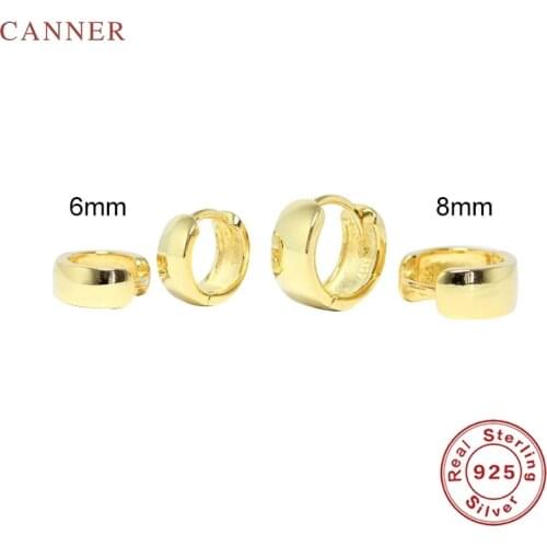 CANNER 6Mm 8Mm Simple Geometry Smooth Surface Circle Earrings For Women S925 Sterling Silver Earrings Hoops Korean Fine Jewelry