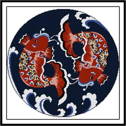 Auspicious Carp Embroidery Chinese Style Needlework Diy Cross Stitch Set Printed Painting 14CT 11CT Aida Fabric Cross Stitch Kit