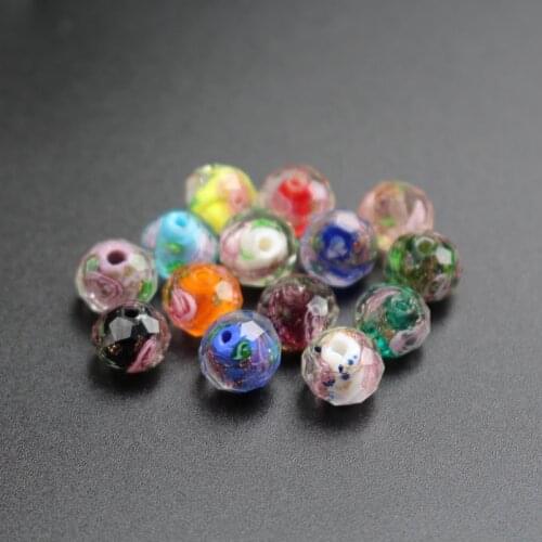 10pcs 8 10mm Lampwork Glass beads Faceted Rondelle Loose Beads Multi-colors Space Beads for jewelry Bracelet Necklace making
