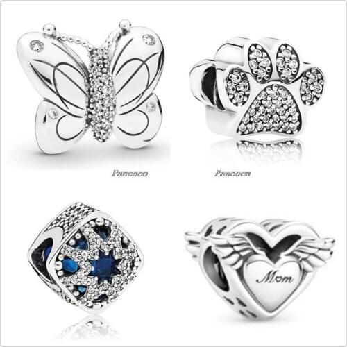 925 Sterling Silver Bead Charm Passions Angel Wings & Mum Charm Fit Pandora Bracelet & Necklace Diy Jewelry