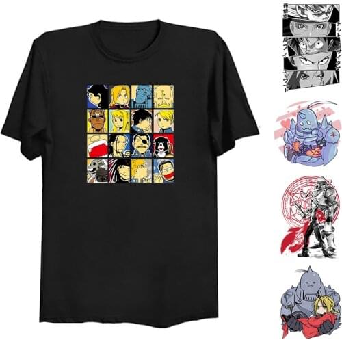 Fullmetal Alchemist Shirt Kawaii Edward Elric Graphic Men Clothing Harajuku Japanese Anime Alchemist Brothers Men T Shirt