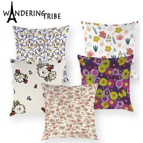 Jungle Decoration Cover for Pillows Pillowcases In The Car Beautiful Floral Print Pattern Decoration Home Fundas De Cojines
