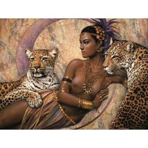 Full diamond 5D DIY diamond painting sexy naked woman and leopard diamond embroidery cross stitch mosaic sticker gift