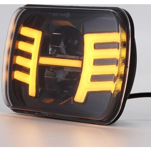 1/2pcs 7X6 LED Headlight 5X7 Inch White DRL Amber Turn Signal Headlights For Jeep Wrangler YJ Cherokee XJ For Toyota Trucks