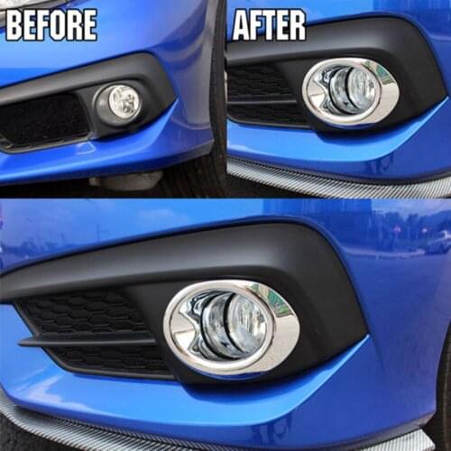 Chrome Car Front Fog Light Lamp Circle Trim Decoration Car-styling Sequins Bezel Fit For Honda Civic 2016 10th Gen 2pcs