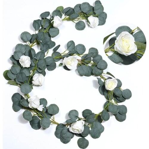 2m Artificial Hanging Plants Cross-Border Eucalyptus Leaf with Fruit Ivy Flowers Faux Vine Home Garden Wedding Achy Decoration