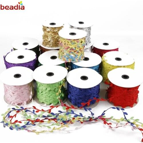 10 Meter Leaf-Shaped Handmake Artificial Green Leaves Lace For Wedding Decor DIY Wreath Gift Scrapbooking Craft Fake Flower