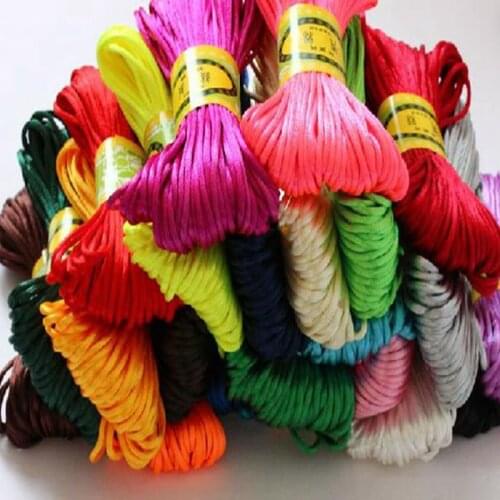 20m Chinese Knot Satin Nylon Braided Cord Thread Macrame Beading Rattail Cords 3mm