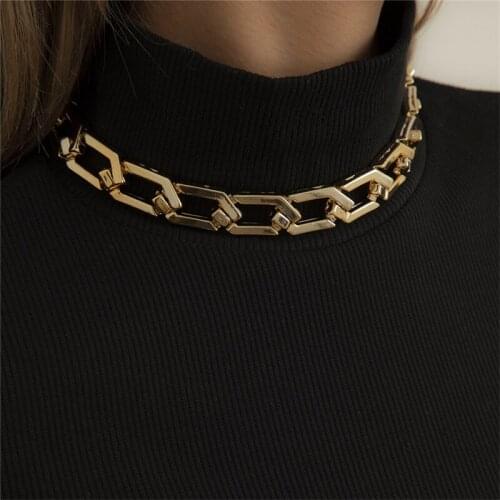 Punk Acrylic Irregular Geometric Chain Necklace Bracelets Set Bohemian Summer Chunky Thick Couple Bangles Jewelry Gift
