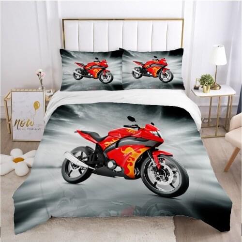 Bedding set Queen King Full Double Duvet cover set pillow case Bed linens Quilt cover 240x220 240*260 Car Red motorcycle