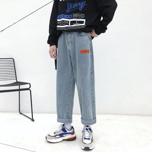 Send Belt Mens Wide Leg Pants Baggy Homme Casual Pants Cargo Pocket Wash Jeans Black/blue Color Loose High-quality Trousers