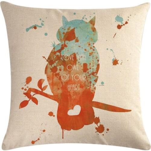 Cushion Cover Cartoon Animal Shadow Home Hotel Decor Throw Pillow Square 45*45cm Car Seat Linen Cotton