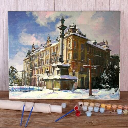 Landscape Lviv. The Old Town Coloring By Numbers Painting Kit Acrylic Paints 40*50 Paiting By Numbers New Design Handicraft
